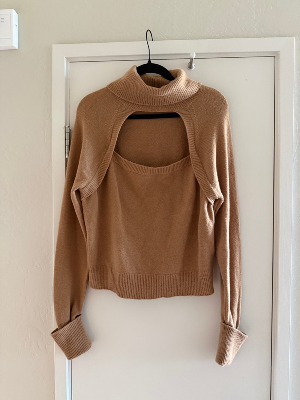 PAIGE Camel Cutout Turtleneck Sweater